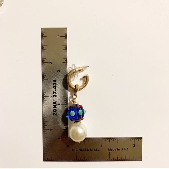 Colorful Glass Circle Ball Pearl Drop Earrings - Picture 5 of 5